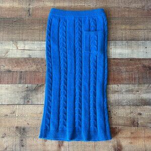 Cable Knit Midi Skirt In Bright Blue With Pocket Detail Size M Chartou